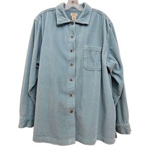 L.L.Bean Light Blue Longsleeve Cordoroy Button Front Collared Shirt/Jacket